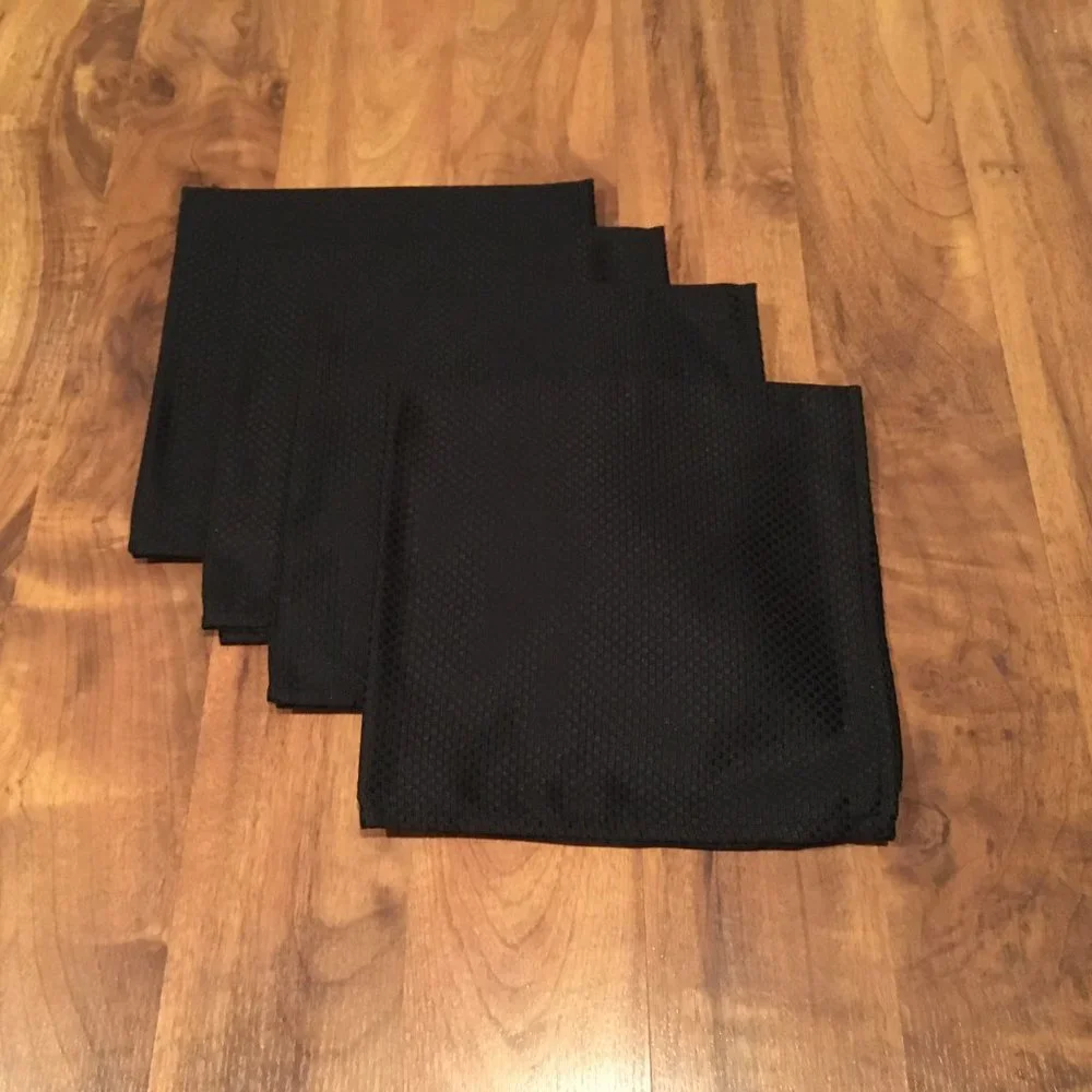 Placemat and Napkin Set - Black - Set of Four (4)